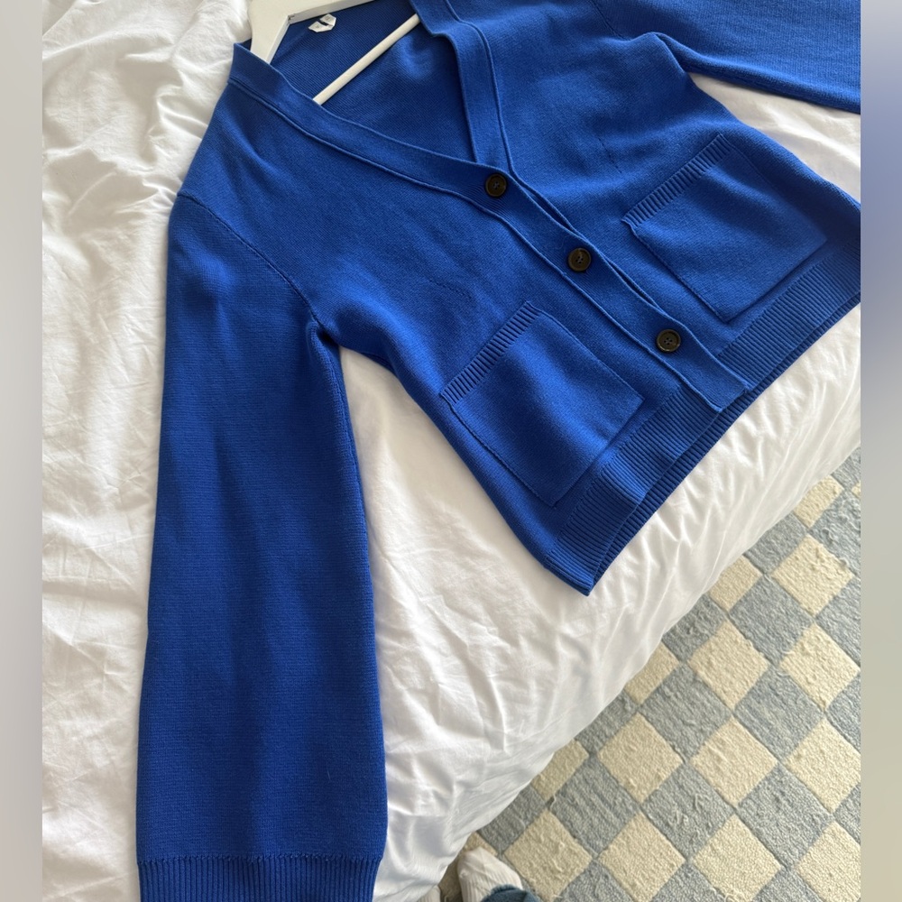 ARKET 100% Cotton Electric Blue Cardigan - Picture 9 of 10